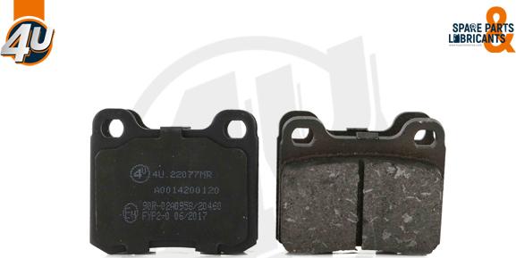 4U Autoparts 22077MR - Тормозные колодки, дисковые, комплект unicars.by