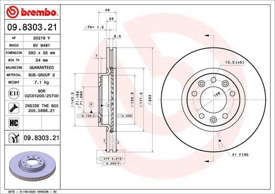 A.B.S. 09.8303.21 - Тормозной диск unicars.by