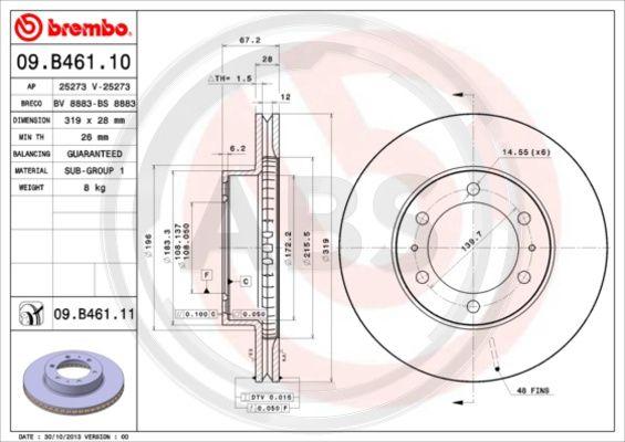 A.B.S. 09.B461.10 - Тормозной диск unicars.by