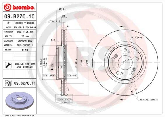 A.B.S. 09.B270.10 - Тормозной диск unicars.by