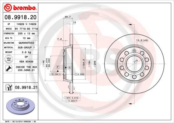 A.B.S. 08.9918.21 - Тормозной диск unicars.by