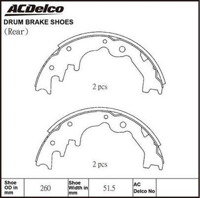 ACDelco ACBS1665 - Комплект тормозных колодок, барабанные unicars.by