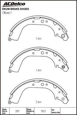 ACDelco ACBS1660 - Комплект тормозных колодок, барабанные unicars.by