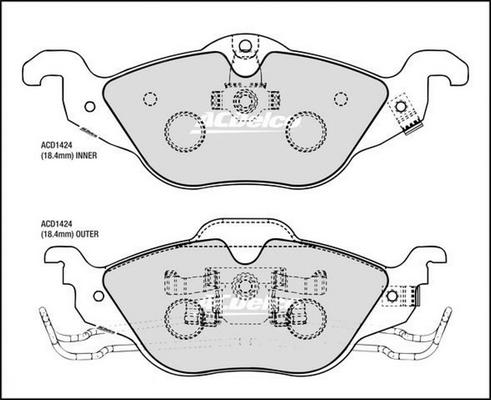 ACDelco ACD1424 - Тормозные колодки, дисковые, комплект unicars.by