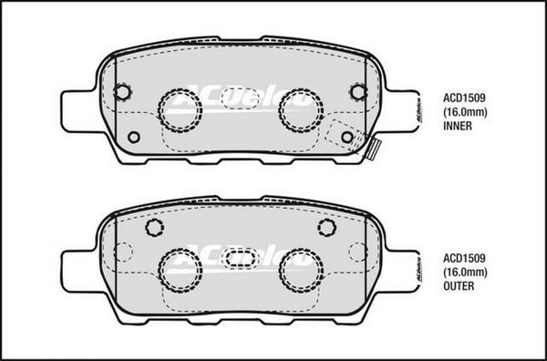 ACDelco ACD1509 - Тормозные колодки, дисковые, комплект unicars.by