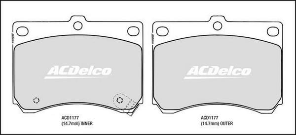 ACDelco ACD1177 - Тормозные колодки, дисковые, комплект unicars.by