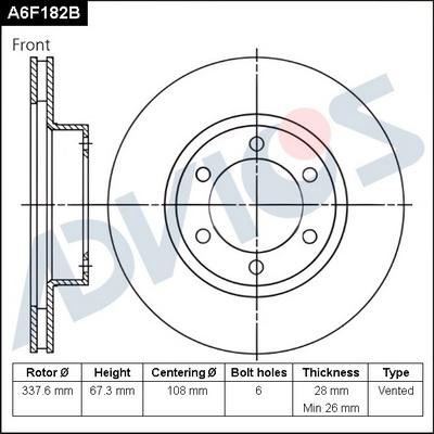 Advics A6F182B - Тормозной диск unicars.by