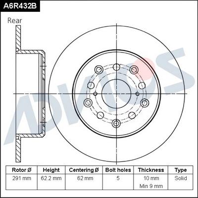 Advics A6R432B - Тормозной диск unicars.by