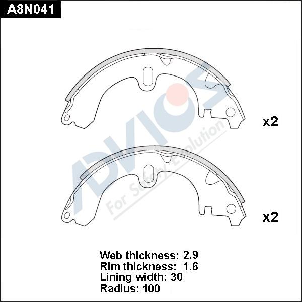 Advics A8N041 - Комплект тормозных колодок, барабанные unicars.by