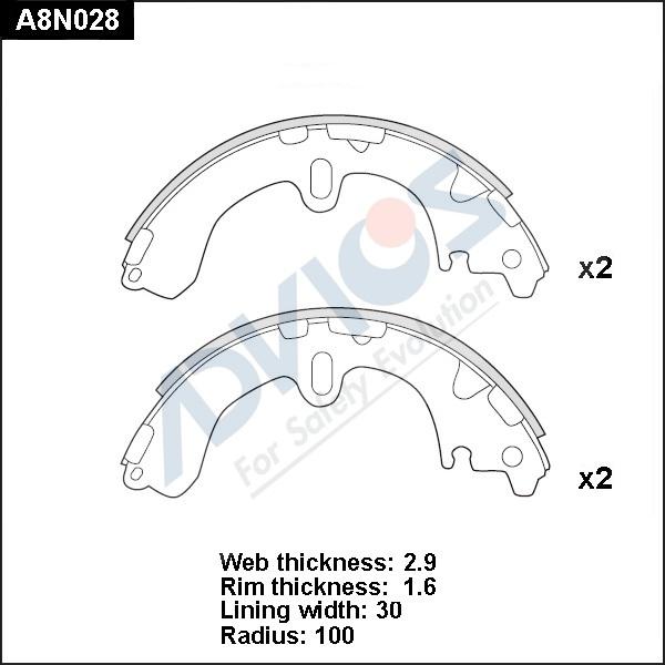 Advics A8N028 - Комплект тормозных колодок, барабанные unicars.by