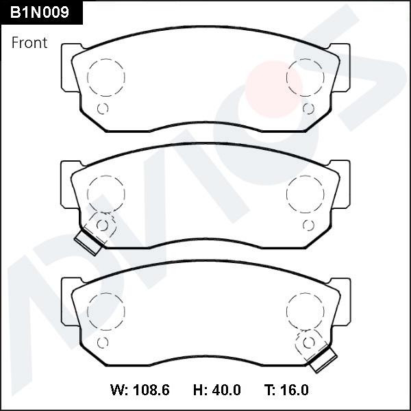 Advics B1N009 - Тормозные колодки, дисковые, комплект unicars.by