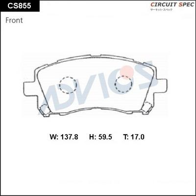 Advics CS855 - Тормозные колодки, дисковые, комплект unicars.by