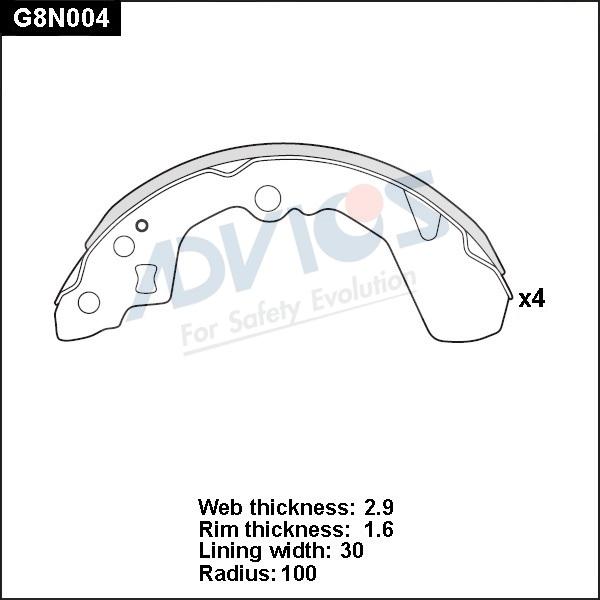 Advics G8N004 - Комплект тормозных колодок, барабанные unicars.by