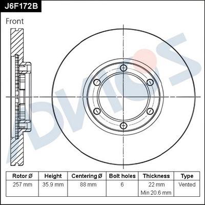 Advics J6F172B - Тормозной диск unicars.by