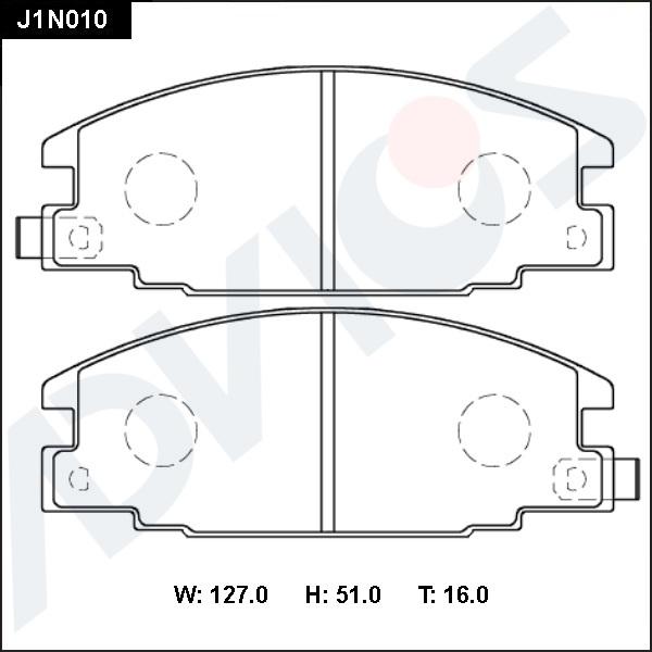 Advics J1N010 - Тормозные колодки, дисковые, комплект unicars.by