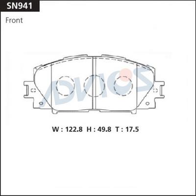 Advics SN941 - Тормозные колодки, дисковые, комплект unicars.by