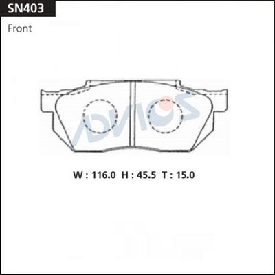 Advics SN403 - Тормозные колодки, дисковые, комплект unicars.by