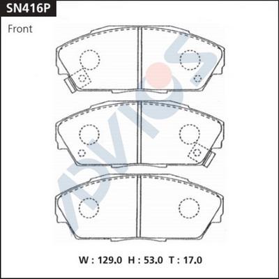 Advics SN416P - Тормозные колодки, дисковые, комплект unicars.by