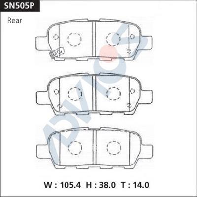 Advics SN505P - Тормозные колодки, дисковые, комплект unicars.by