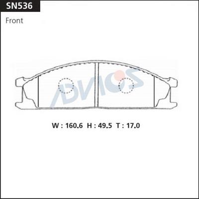 Advics SN536 - Тормозные колодки, дисковые, комплект unicars.by