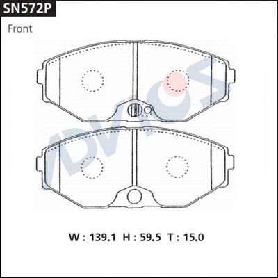 Advics SN572P - Тормозные колодки, дисковые, комплект unicars.by