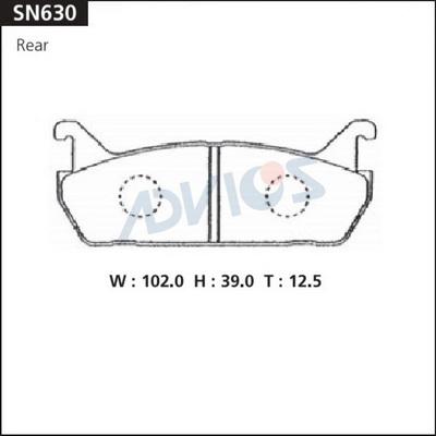 Advics SN630 - Тормозные колодки, дисковые, комплект unicars.by