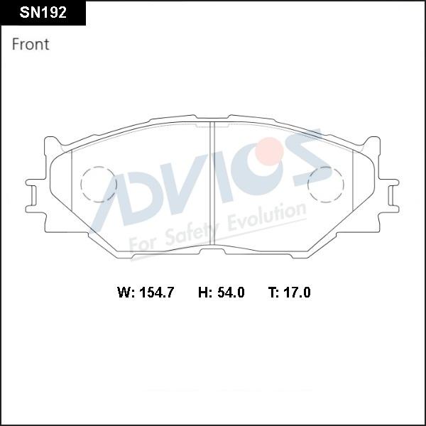 Advics SN192 - Тормозные колодки, дисковые, комплект unicars.by