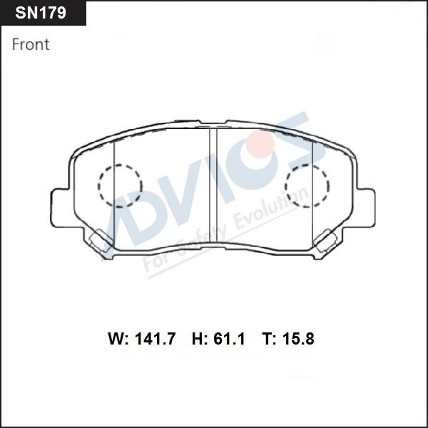 Advics SN179 - Тормозные колодки, дисковые, комплект unicars.by