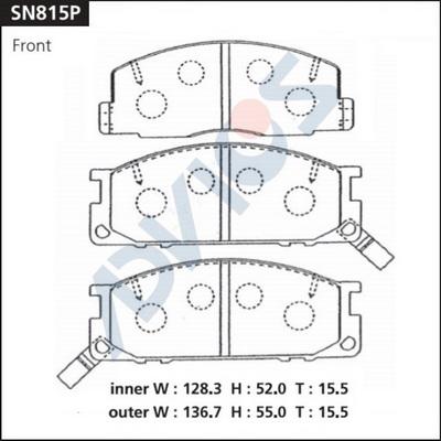 Advics SN815P - Тормозные колодки, дисковые, комплект unicars.by