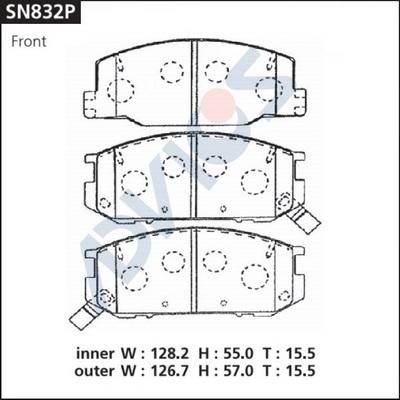 Advics SN832P - Тормозные колодки, дисковые, комплект unicars.by