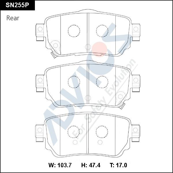 Advics SN255P - Тормозные колодки, дисковые, комплект unicars.by