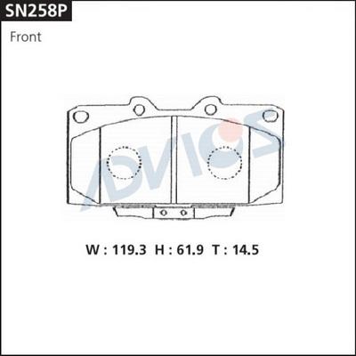 Advics SN258P - Тормозные колодки, дисковые, комплект unicars.by