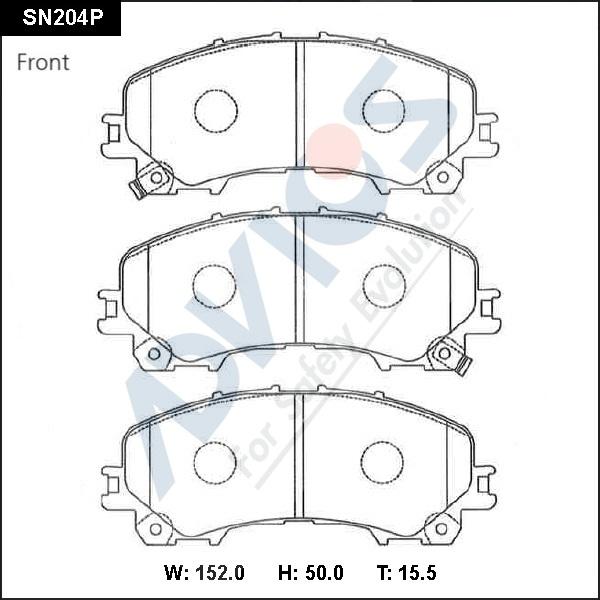 Advics SN204P - Тормозные колодки, дисковые, комплект unicars.by