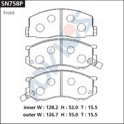 Advics SN758P - Тормозные колодки, дисковые, комплект unicars.by