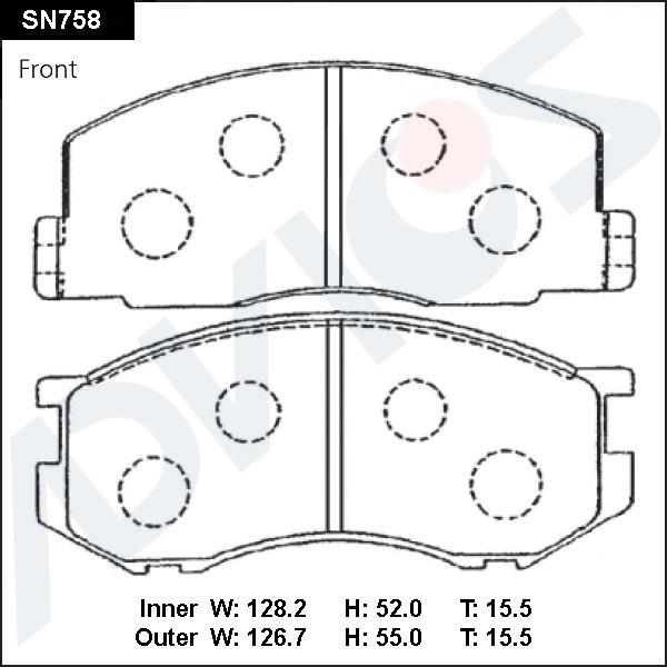 Advics SN758 - Тормозные колодки, дисковые, комплект unicars.by