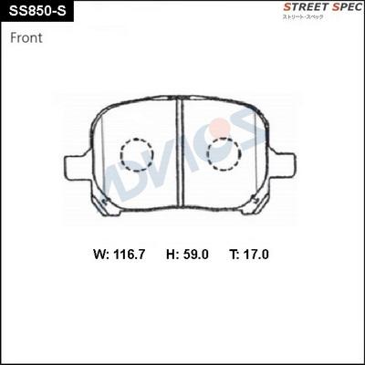 Advics SS850-S - Тормозные колодки, дисковые, комплект unicars.by