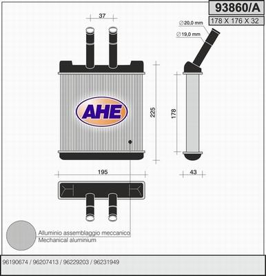 AHE 93860/A - Теплообменник, отопление салона unicars.by