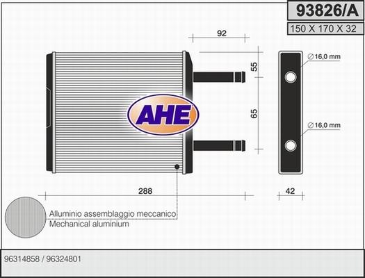 AHE 93826/A - Теплообменник, отопление салона unicars.by