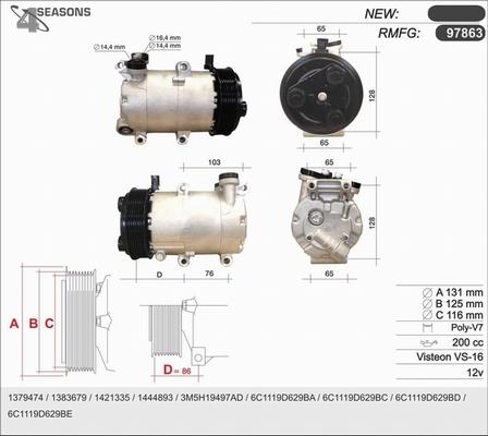 AHE 97863 - Компрессор кондиционера unicars.by