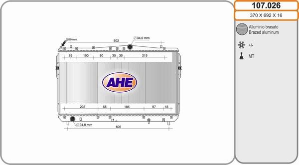 AHE 107.026 - Радиатор, охлаждение двигателя unicars.by