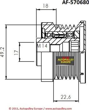 AINDE AF570680 - Шкив генератора, муфта unicars.by