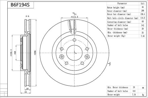 Aisin B6F194S - Тормозной диск unicars.by