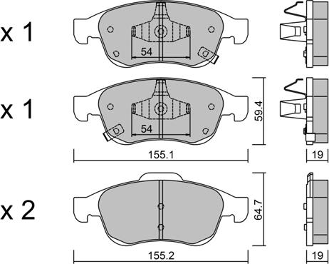 Aisin BPFI-1043 - Тормозные колодки, дисковые, комплект unicars.by