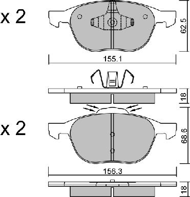 Aisin BPFO-1016 - Тормозные колодки, дисковые, комплект unicars.by