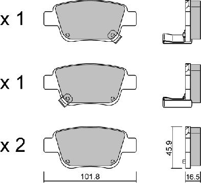 AISIN BPTO-2002 - Тормозные колодки, дисковые, комплект unicars.by