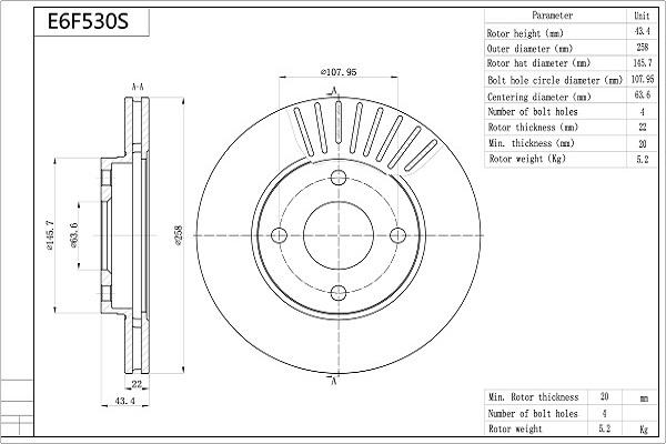 AISIN E6F530S - Тормозной диск unicars.by