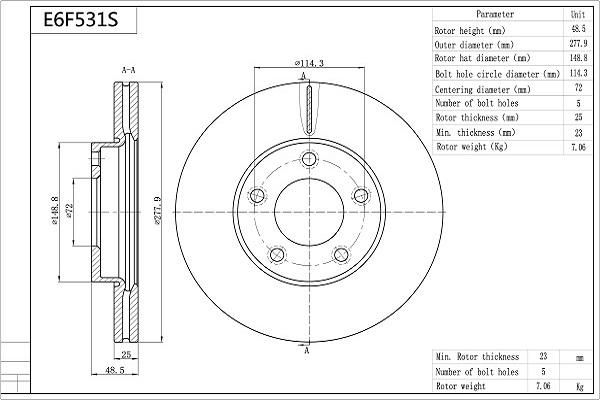 Aisin E6F531S - Тормозной диск unicars.by