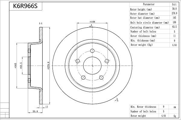 Aisin K6R966S - Тормозной диск unicars.by