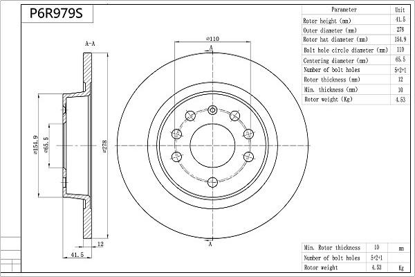 Aisin P6R979S - Тормозной диск unicars.by