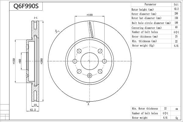 Aisin Q6F990S - Тормозной диск unicars.by